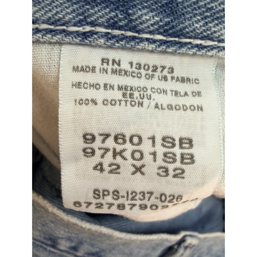 Vintage Wrangler Jeans Mens 42x32 Denim Relaxed Fit Workwear Grunge Light Wash - Picture 10 of 10